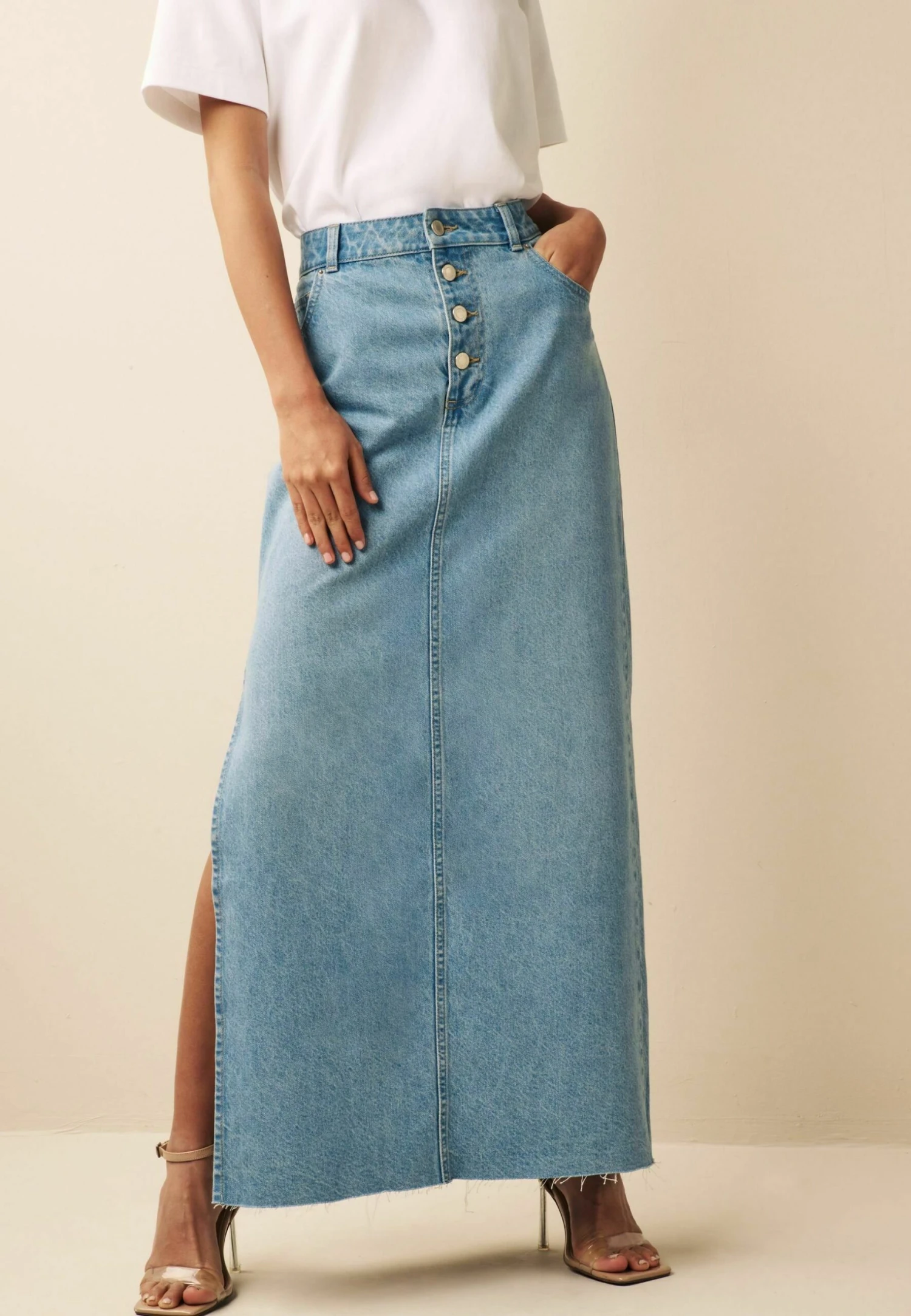 Next Button Front Side Split Standard - Maxirok - Mid Blue 3 Next Button Front Side Split Standard - Maxirok - Mid Blue