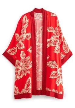 Next Leaf Print Longline Kimono- Lichte Jas - Red -Next 0401a312cc92413993ff9e4550108ad6