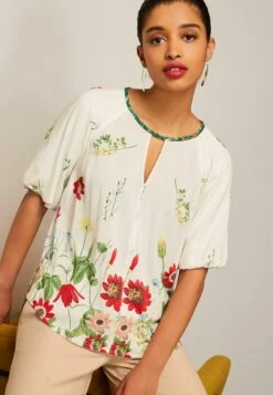 Next Notch Neck Standard - Blouse - Ecru Cream Floral Placement -Next 093640f19ba44fdab9c4f040d2b72cb8