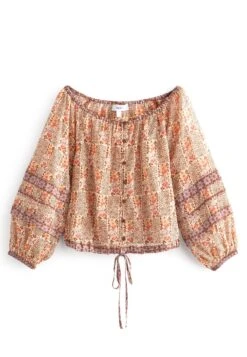 Next Long Sleeve Bubble Hem Standard - Blouse - Rust Brown Floral -Next 09ce69a12dd04c36b697d0cbc3e675bc