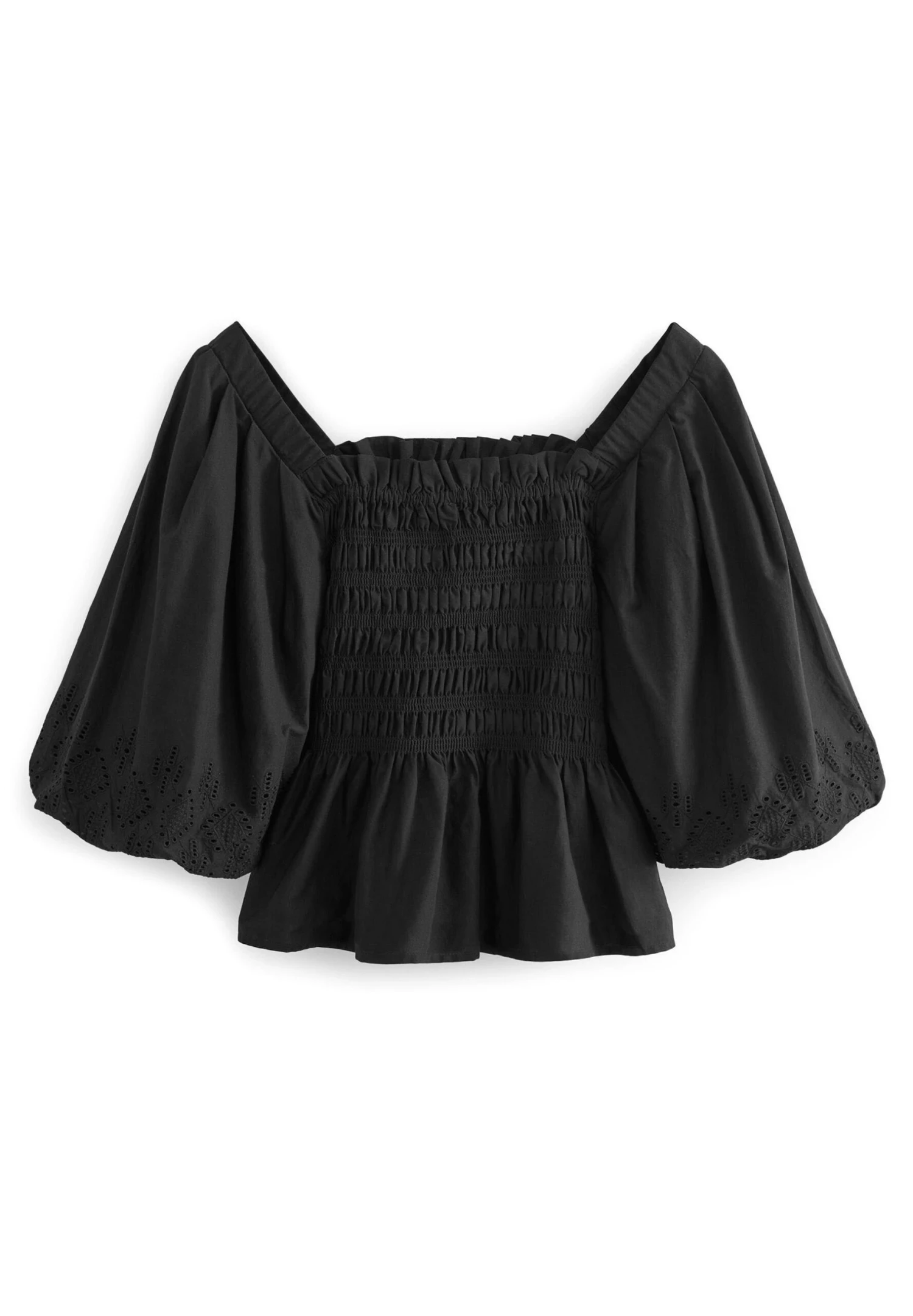 Next Shirred With Broidery Detail Standard - Blouse - Black 7 Next Shirred With Broidery Detail Standard - Blouse - Black - Afbeelding 5