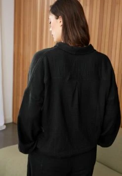 Next Crinkle Button Through Standard - Overhemdblouse - Black -Next 0b4c6b6bacaa48c08a546623c66e25cc