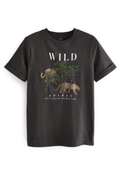 Next Short Sleeve Crew Neck - T-Shirt Print - Charcoal Grey Graphic -Next 0bcadbc12f3a429d82e8c35e433c5d9b