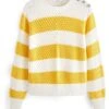 Next Gem Button Stitch Detail Crew Neck Standard - Trui - Yellow White Stripe -Next 0eba05140f7a4e75ac504910b576a0f8