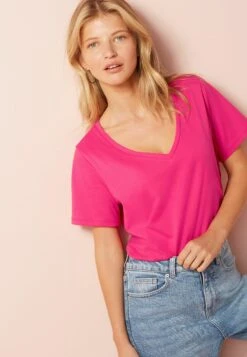 Next Essentials Short Sleeve V-Neck- T-Shirt Basic - Pink