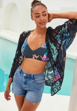 Next Floral Cover-Up Standard - Strandaccessoire - Navy Blue