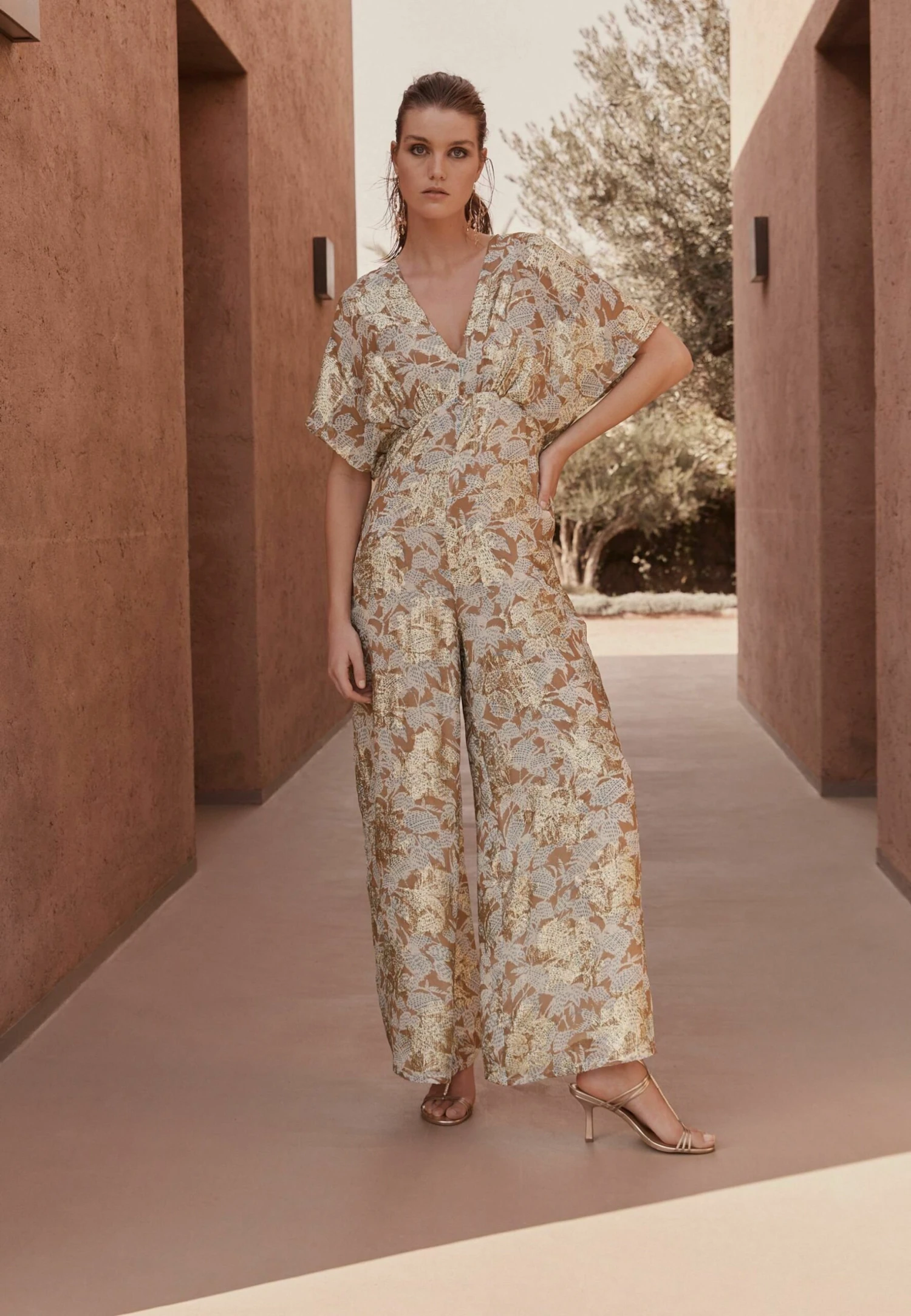 Next Batwing Wideleg Standard - Jumpsuit - Brown Gold Sparkle 3 Next Batwing Wideleg Standard - Jumpsuit - Brown Gold Sparkle