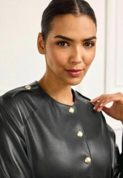 Next Collarless Standard - Imitatieleren Jas - Black -Next 187642a87dde4950b886e810d5bb25e8