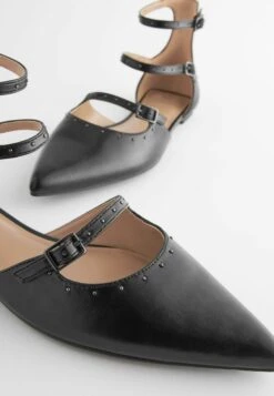Next Forever Comfort Point Toe Studded Strap Flat Standard - Ballerina'S Met Enkelbandjes - Black -Next 1b411d1295c24f4a89556d2dcbb97af7