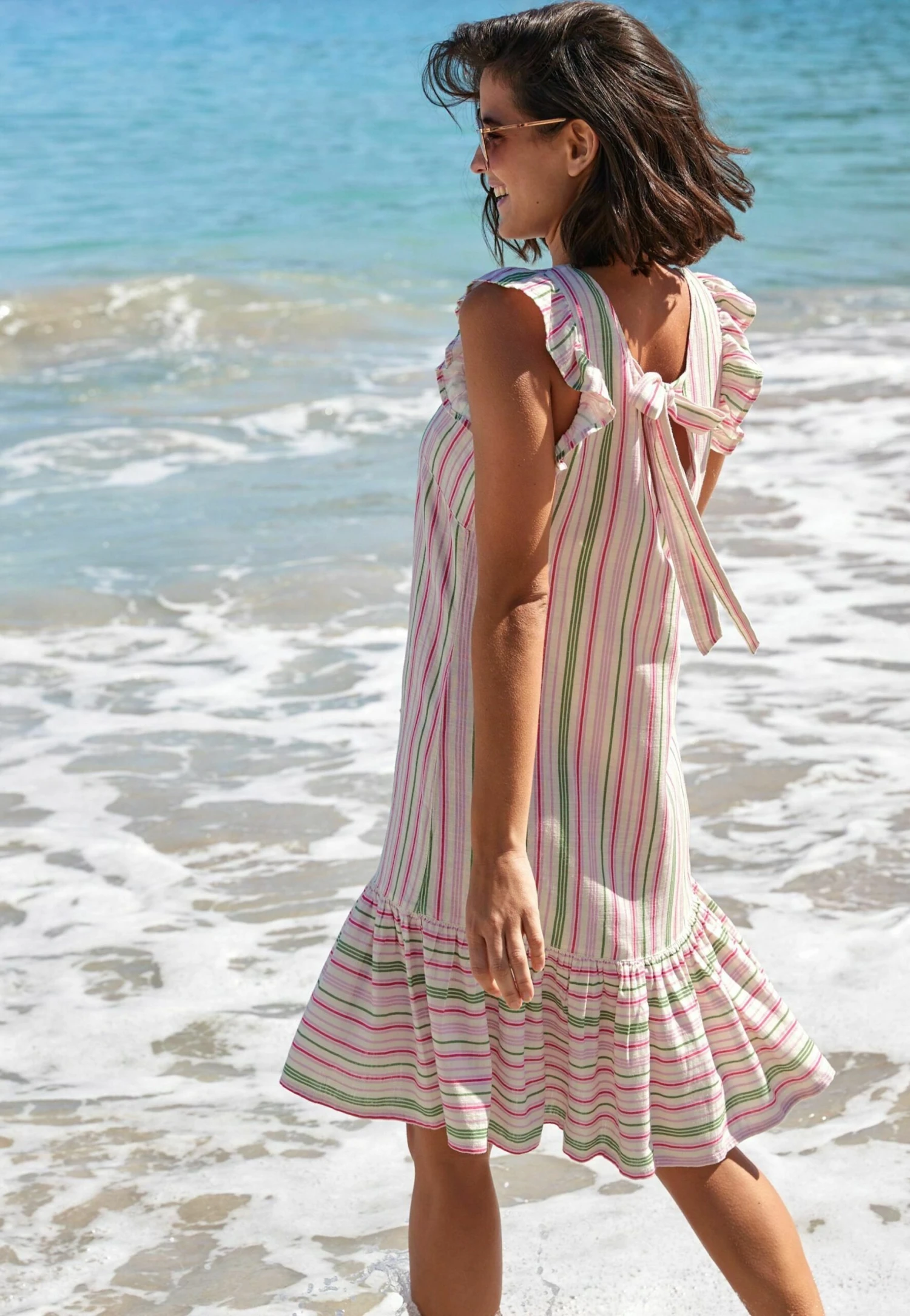 Next Tie Back Mini With Standard - Jurk - Ecru White Stripe 4 Next Tie Back Mini With Standard - Jurk - Ecru White Stripe - Afbeelding 2