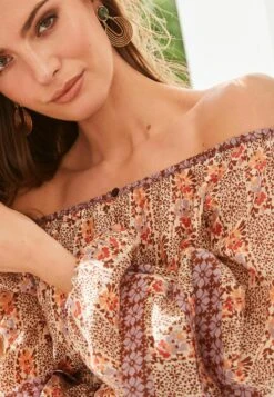 Next Long Sleeve Bubble Hem Standard - Blouse - Rust Brown Floral -Next 1c4b12d795324ac09c7bf53030da5e53