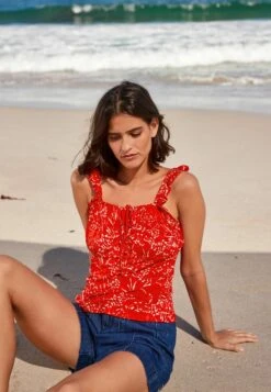 Next Tie Front Sleeveless Standard - Blouse - Red Sprig -Next 221b753e6d5a4639a7f745c0104800be