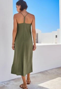 Next Midi- Jurk - Embroidered Khaki Green -Next 230a20bbdade402287b9e293636e16c1