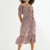 Next Off Shoulder Midi Standard - Jurk - Pink Floral