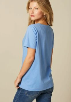 Next Essentials Short Sleeve V-Neck- T-Shirt Basic - Dusky Blue