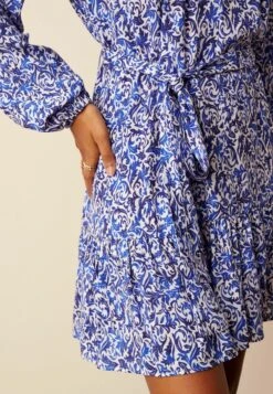 Next Tie Waist Long Sleeve Mini Standard - Jurk - Blue/White -Next 2924597d8088404a832b66ecae6dcd7a