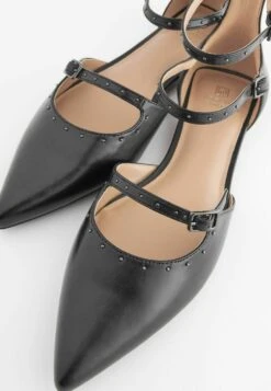 Next Forever Comfort Point Toe Studded Strap Flat Standard - Ballerina'S Met Enkelbandjes - Black -Next 2e9e02dd6694471999cf4edec3f961a7