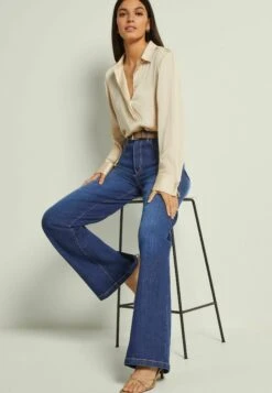 Next Hourglass Wide Leg - Flared Jeans - Dark Blue -Next 2f1b97bd21a148dbaed007a6c5e5ae36
