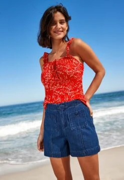 Next Tie Front Sleeveless Standard - Blouse - Red Sprig