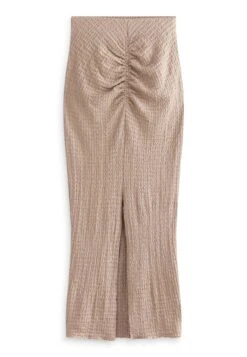 Next Texture Ruched Front Midi Standard - Maxirok - Stone Natural -Next 3005a96f17a6412180c27ac7b519732c