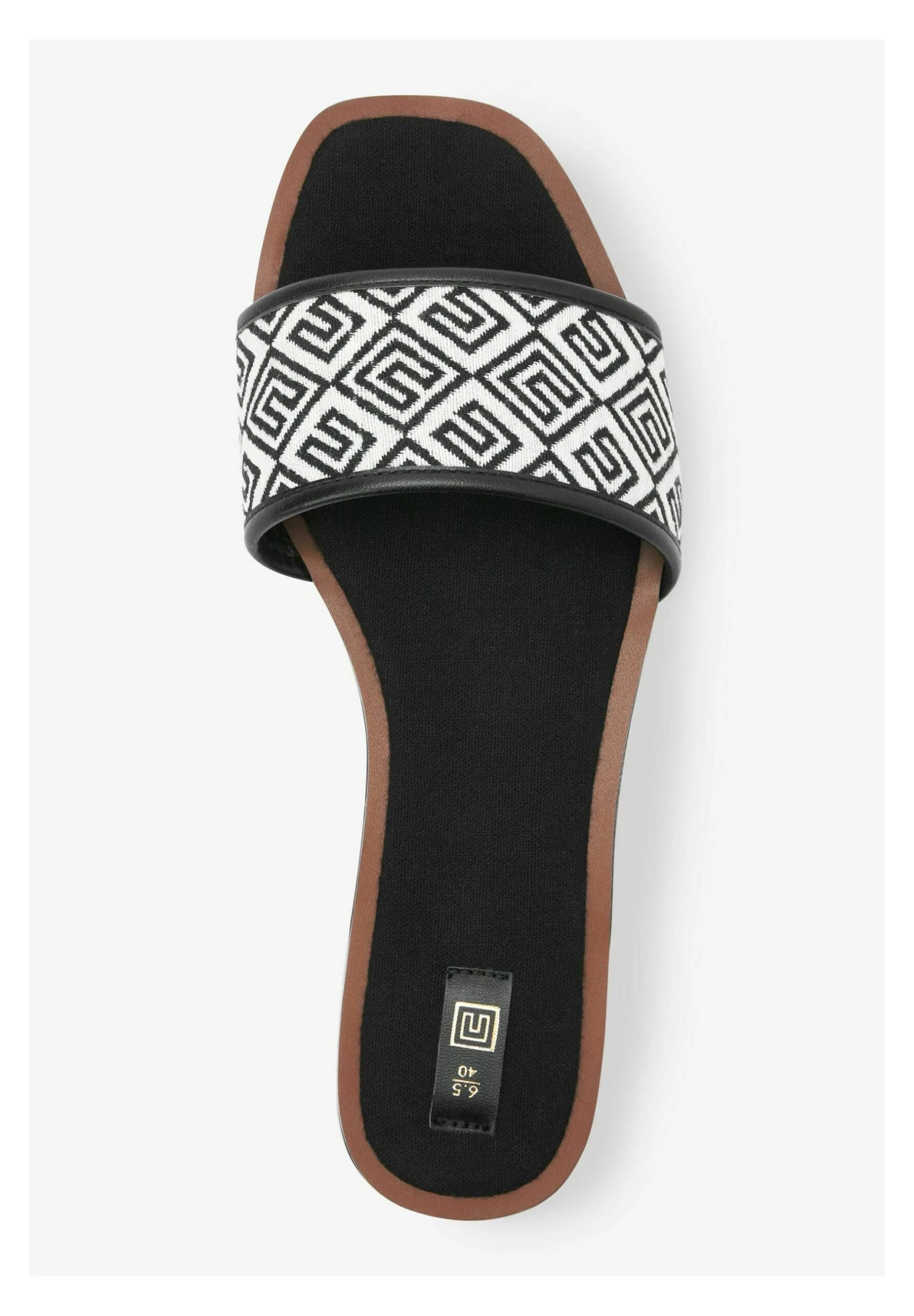 Next Jacquard Monogram Flat- Muiltjes - Black/White 5 Next Jacquard Monogram Flat- Muiltjes - Black/White - Afbeelding 3