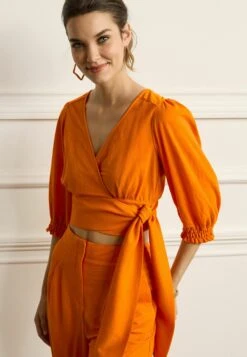 Next Wrap Short Sleeve V Neck Standard - Blouse - Orange -Next 30b3b07524d84c3ca625cf95ebe12e42