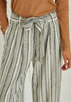 Next Tie Waist CropStandard - Broek - White Blue Stripe -Next 3155c8aeb1e546cdbf5ac433d68336e3