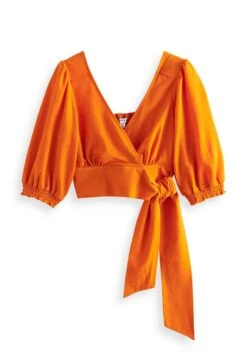Next Wrap Short Sleeve V Neck Standard - Blouse - Orange -Next 32485f3a60784444b0f471ad9d5bd68f