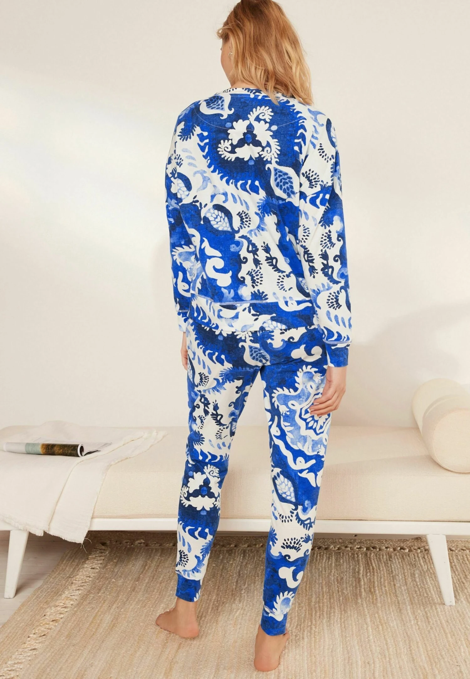 Next Long Sleeve Set - Pyjama - Blue Abstract 4 Next Long Sleeve Set - Pyjama - Blue Abstract - Afbeelding 2