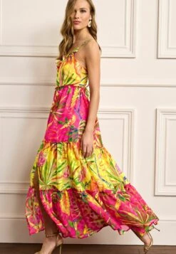 Next Tiered Ruffl - Maxi-Jurk - Pink Yellow Print -Next 335f442ccf4e45a7b591721fdb2cecdf