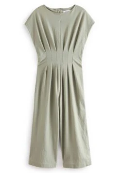 Next Short Sleeves Pleated Wide Leg Standard - Jumpsuit - Green -Next 337c67a25b494cafa4866f621a3a6173