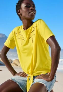 Next Tie Front Palm Detail Standard - T-Shirt Print - Yellow -Next 34309afdb9a44aaa8e6eb558ac5bd765