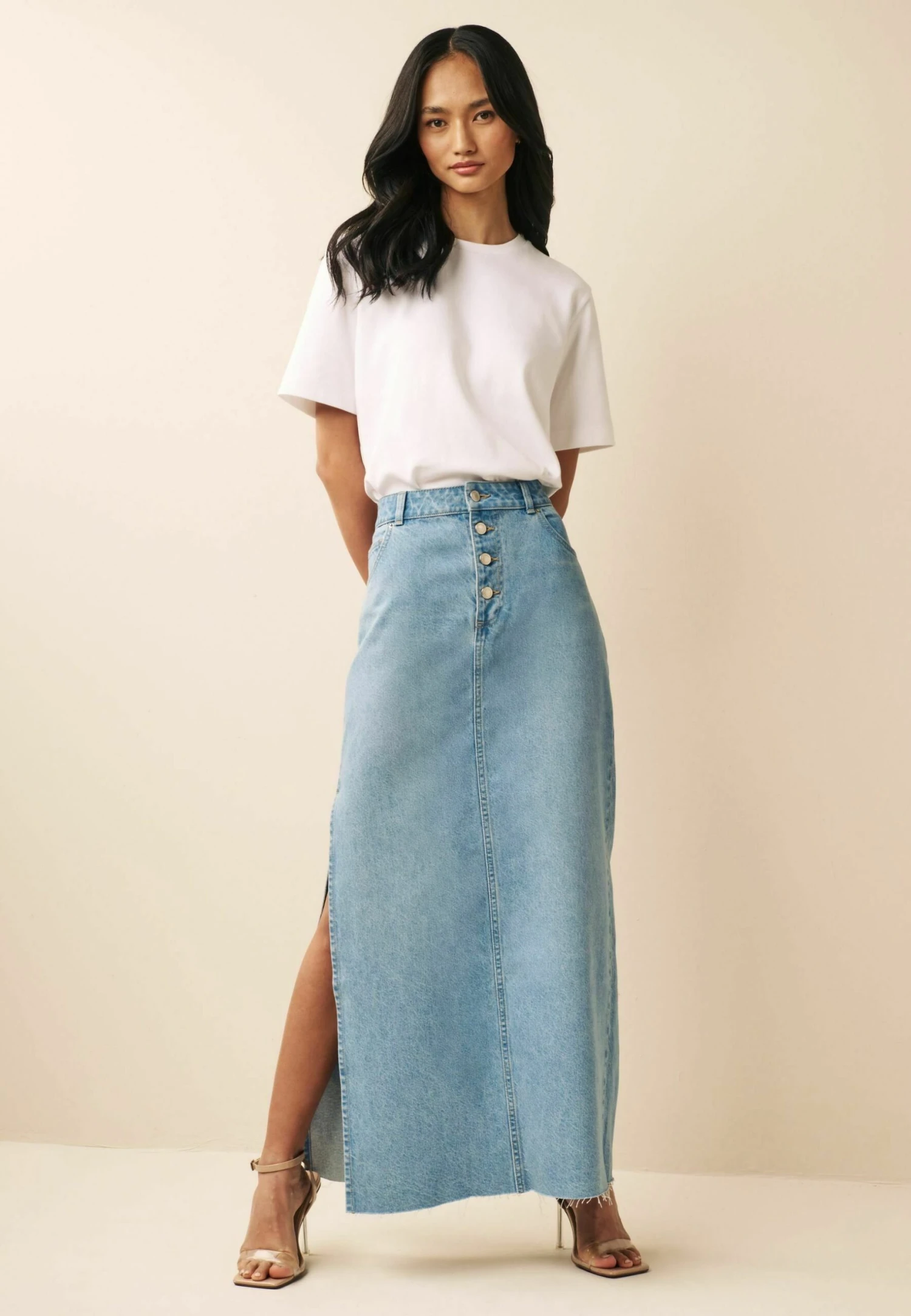 Next Button Front Side Split Standard - Maxirok - Mid Blue 4 Next Button Front Side Split Standard - Maxirok - Mid Blue - Afbeelding 2