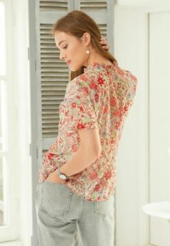 Next Short Sleeve- Blouse - Celia Birtwell Cream Floral -Next 3e239cfd70884e9fa31a343e5623a8f8