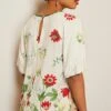 Next Notch Neck Standard - Blouse - Ecru Cream Floral Placement
