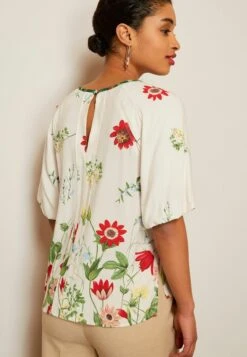Next Notch Neck Standard - Blouse - Ecru Cream Floral Placement