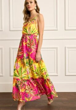 Next Tiered Ruffl - Maxi-Jurk - Pink Yellow Print -Next 454a52a8190a46789c23fbe205ec85a6