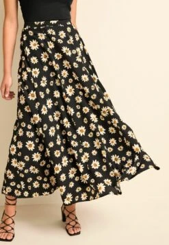 Next Panelled Midi Textured Standard - Plooirok - Black Daisy Print -Next 469a082db5974085a4d73a0375884360