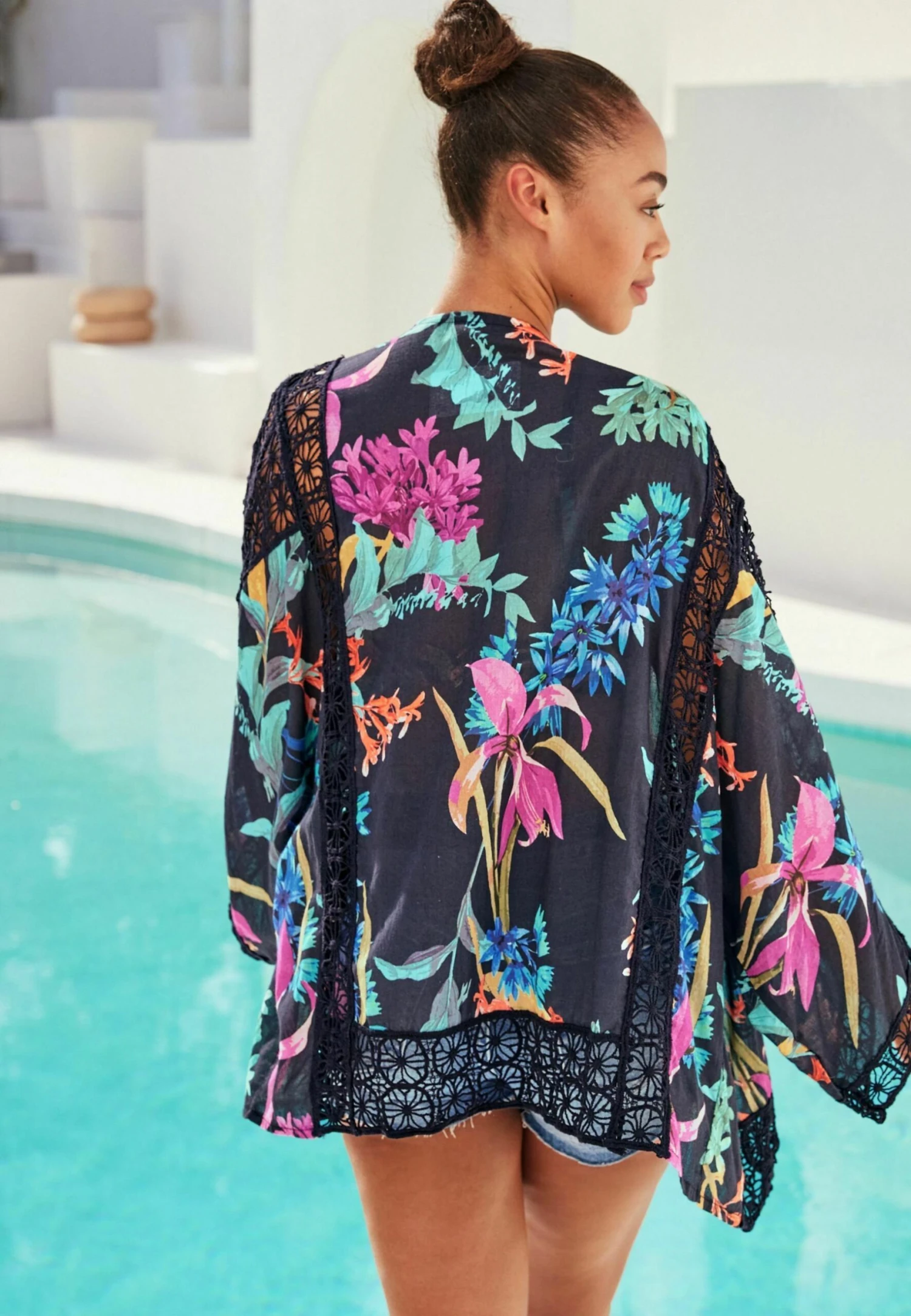 Next Floral Cover-Up Standard - Strandaccessoire - Navy Blue 4 Next Floral Cover-Up Standard - Strandaccessoire - Navy Blue - Afbeelding 2