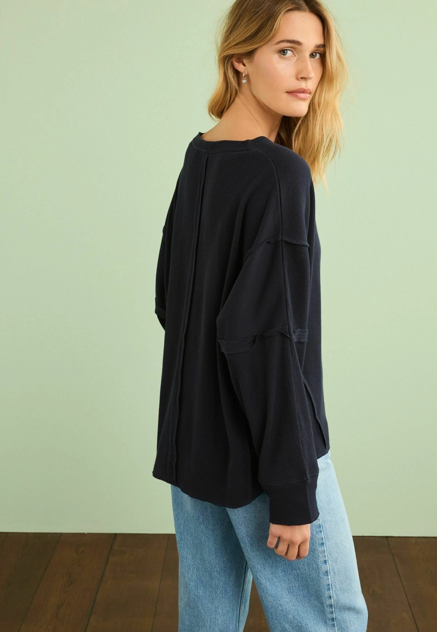 Next Long Sleeve Seam Detail Texture Standard Tall - Trui - Navy Blue 4 Next Long Sleeve Seam Detail Texture Standard Tall - Trui - Navy Blue - Afbeelding 2