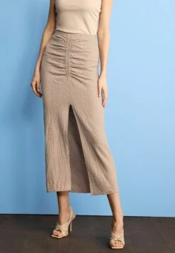 Next Texture Ruched Front - Maxirok - Stone Natural