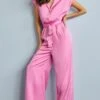 Next Belted Wide Leg Standard - Jumpsuit - Bright Pink -Next 50e402aac5a04ad9a6e19c1129bc77c0