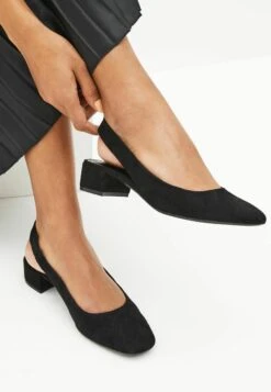 Next Comfort Slingback Low Block Heels - Klassieke Pumps - Black Suede