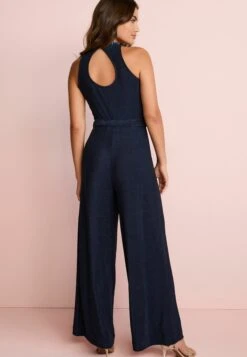 Next Metallic Halter Neck Sleeveless Standard - Jumpsuit - Navy Blue -Next 51cc8f017dc74b3e8508e3206bc2b1e0