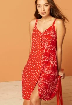 Next Slip Standard - Jurk - Red Floral And Spot Print -Next 547f2b89eafc46db86ad88cfe1e91182