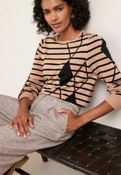 Next Crew Neck- Trui - Camel Brown Black Argyle Stripe -Next 54df7e8be3f24dbab55f14993aed1254