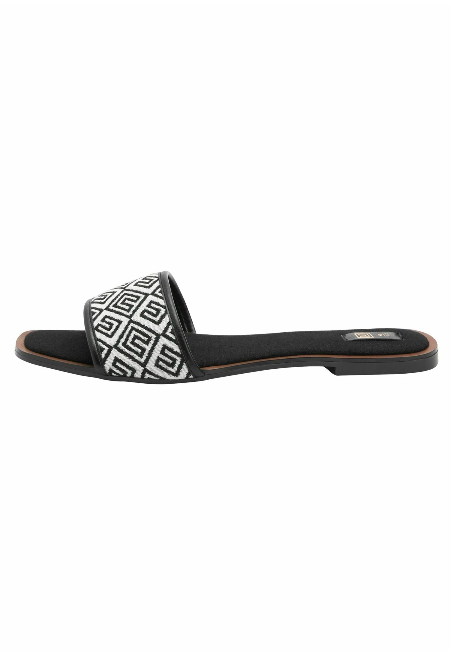 Next Jacquard Monogram Flat- Muiltjes - Black/White 3 Next Jacquard Monogram Flat- Muiltjes - Black/White