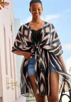 Next Ikat Print Longline Tie Waist Standard - Strandaccessoire - Pink -Next 56f44cf78b87406d86a0f0a41a495be2