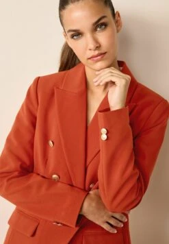 Next Button Detail Double Breasted Standard - Halflange Jas - Rust Brown -Next 574210f8bb3349b19b10305bba1a2767