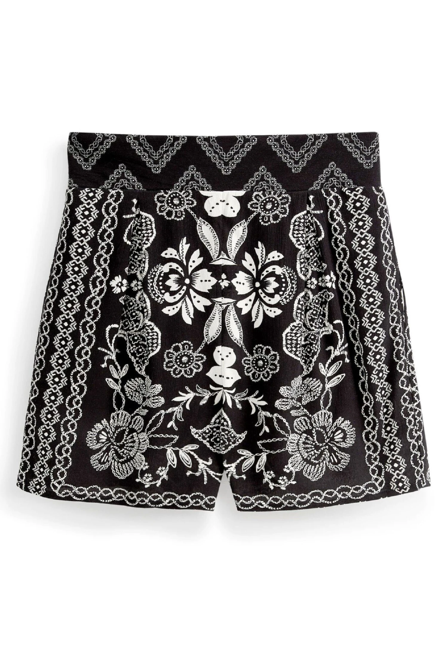 Next High Waisted Standard - Shorts - Black White Large Floral 7 Next High Waisted Standard - Shorts - Black White Large Floral - Afbeelding 5